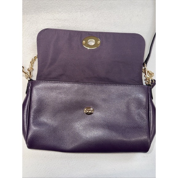 COACH Ruby F54849 Deep Plum Cross Grain Leather Crossbody/Wristlet/Shoulder Bag - Picture 5 of 15